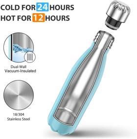 img 3 attached to 🚰 Sportneer Insulated Water Bottle Stainless Steel - Double Walled Thermal, Keeps Cold for 24 Hours, Hot for 12 Hours - Includes Bottle Brush, Ideal for Travel & Sports - 17oz / 26oz