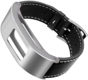 img 2 attached to 👑 DuiGong Garmin Vivofit 3 Replacement Bands: Brown Leather Strap with Silver Stainless Steel Hardware - Enhance Your Style and Comfort!