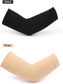 img 1 attached to 👗 Arm Slimming Shaper: Compression Sleeve for Women - Black & Beige, 2 Pairs