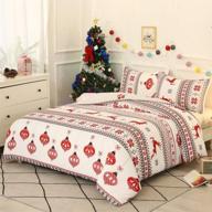 adasmile a & s christmas deer duvet cover twin: festive animal pattern bedding set for kids boys and girls room - red lantern design with geometric festival elk comforter cover and 1 pillowcase logo