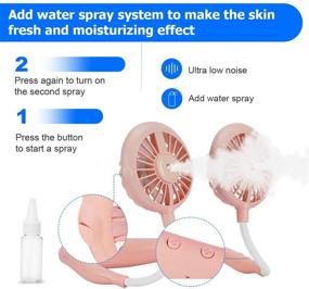 img 2 attached to 💨 Ginekoo Portable Mist Neck Fan - Hand-Free Mini USB Fan with Rechargeable Battery - Personal Spray Fan with 3 Air Speed Levels and 360° Rotation - Ideal for Outdoor, Travel, Sports, and Office Use