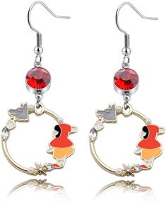 img 4 attached to 🐺 Women's and Girls' Little Red Riding Hood and Wolf Earrings - Christmas Gifts with Charms