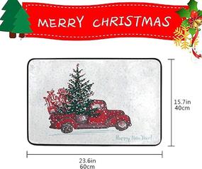 img 3 attached to 🚀 Festive Merry Christmas Red Truck Door Mat: Winter Wonderland Xmas Tree, Snowflake Bath and Floor Mat - Indoor/Outdoor, Non-Slip Welcome Mats - Home Decor (23.6 x 15.7 inch)