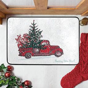 img 2 attached to 🚀 Festive Merry Christmas Red Truck Door Mat: Winter Wonderland Xmas Tree, Snowflake Bath and Floor Mat - Indoor/Outdoor, Non-Slip Welcome Mats - Home Decor (23.6 x 15.7 inch)