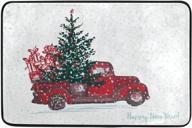 🚀 festive merry christmas red truck door mat: winter wonderland xmas tree, snowflake bath and floor mat - indoor/outdoor, non-slip welcome mats - home decor (23.6 x 15.7 inch) logo