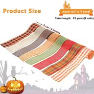 🍂 enhance your autumn harvest with 8 rolls of 32 yards fall theme ribbon - thanksgiving wired edge ribbon roll in buffalo plaid pattern for stunning autumn decorations logo