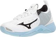 mizuno womens momentum volleyball blacksilver women's shoes and athletic logo