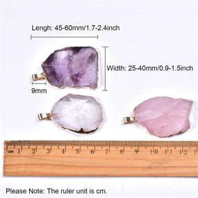 img 2 attached to Enhance Your Necklace Creations with JIC Gem's 6pcs Gold Plated Natural Gemstone Pendant Collection - Irregular Shaped Healing Crystal Quartz Stones for Jewelry Making