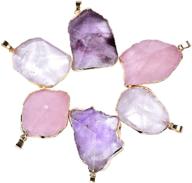 enhance your necklace creations with jic gem's 6pcs gold plated natural gemstone pendant collection - irregular shaped healing crystal quartz stones for jewelry making logo