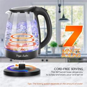 img 3 attached to 🔌 Taylor Swoden 1.7L Glass Electric Kettle: Fast Heating, Cordless & Safe with LED Light