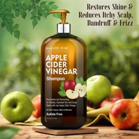 img 1 attached to MAJESTIC PURE Apple Cider Vinegar Shampoo - Enhances Luster &amp; Soothes Irritated Scalp, Controls Dandruff &amp; Frizz - Sulfate Free, Ideal for All Hair Types, Men and Women - 16 fl oz