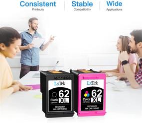 img 1 attached to 🖨️ LxTek Remanufactured Ink Cartridge Replacement for HP 62XL 62 XL | Envy 5540 5660 7645 5642 5542 5643 5640 7644 OfficeJet 250 5740 200 5745 Printer | High Yield (1 Black, 1 Tri-Color Duo Pack)
