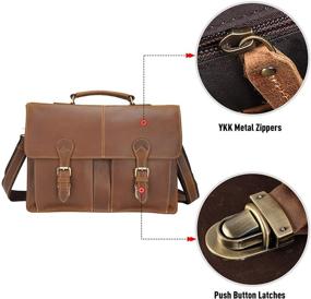 img 3 attached to 💼 Polare 16" Full Grain Leather Messenger Bag: Premium YKK Zippers for Men's Laptop, Work, and Briefcase Needs