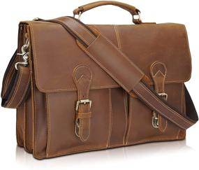 img 4 attached to 💼 Polare 16" Full Grain Leather Messenger Bag: Premium YKK Zippers for Men's Laptop, Work, and Briefcase Needs