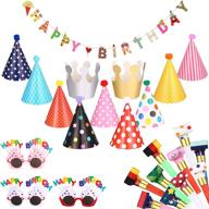 🎉 marspark birthday party hat set: 25 pcs with banner, glasses, whistles & cone hats for adults and kids birthday decorations logo