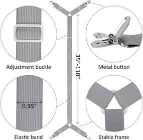img 3 attached to 🛏️ ACEDÉCOR Ремни для простыней на резинке, регулируемые скобы для удержания простыней на месте, фиксаторы простыней для углов, подходят для матрасов с размерами Twin, Full, Queen, King Size (Светло-серый)