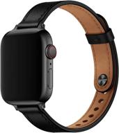 📱 тонкий ремешок ouheng - натуральная кожаная замена узкого ремешка для apple watch se series 7 6 5 4 3 2 1 - черный/черный - 41 мм 40 мм 38 мм. логотип