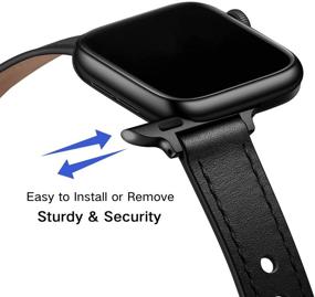 img 1 attached to 📱 Тонкий ремешок OUHENG - натуральная кожаная замена узкого ремешка для Apple Watch SE Series 7 6 5 4 3 2 1 - черный/черный - 41 мм 40 мм 38 мм.