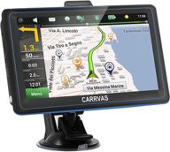 🚗 carrvas 7-inch touch screen car gps navigation system with voice navigation, 8g 256m memory, over-speed warning, latest 2021 map & free lifetime updates for united states, canada, and mexico logo
