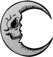 luna patch: grinning skull face embroidered moon applique - iron on/sew on emblem for versatile diy crafting! logo