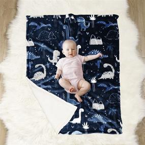 img 1 attached to 🦕 LIFE COMFORT Ultimate Sherpa Baby Blanket: Navy Blue Dinosaur Premium Blanket for Baby Boy – Soft, Cozy, and Warm Blanket for Crib, Stroller, Travel, Nursery