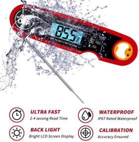 img 2 attached to 🔥 Waterproof Instant Read Meat Thermometer with LCD Backlight, Calibration, Magnet - Ideal for Cooking, Candy, Food, BBQ, Grill, and Oven