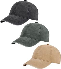 img 4 attached to 🧢 AOSMI 3 Pack Vintage Washed Cotton Baseball Caps: Unstructured Low Profile Dad Hats for Men and Women