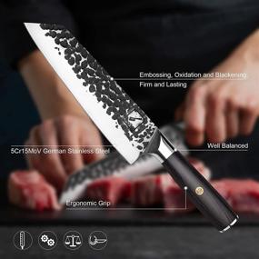 img 2 attached to 🔪 Кухонный нож Kiritsuke от imarku: японский кованый нож длиной 7,5 дюймов с высокоуглеродистой немецкой нержавеющей сталью - идеально подходит для чистки мяса, приготовления пищи дома или в ресторане.