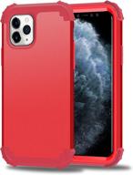 hekodonk iphone 11 pro case - heavy-duty shockproof protection - hard plastic & silicone rubber hybrid protective case - apple iphone 11 pro 5.8 - red logo