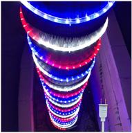 🎆 russell decor 50ft/15m led rope lights kit: ideal patriotic lighting for 4th of july & memorial day decor, indoor/outdoor decoration with festive blue, red & white flexible string tube lights логотип