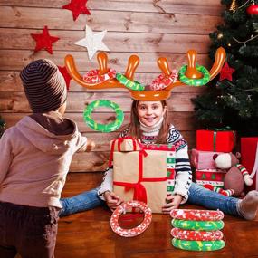 img 1 attached to 🎄 MGparty Christmas Inflatable Reindeer Antler Toss Game: Fun Xmas Party Favor for Kids & Teens - Indoor/Outdoor Ring Toss Supplies