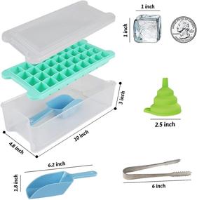 img 3 attached to 🧊 FADIKX 36-Cavity Silicone Ice Cube Tray With Lid, Scoop, Tongs, Funnel, and Container for Freezer, Chilled Drinks, Whiskey, Cocktails, Food - Blue or Green