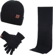 stay warm and connected with ecodudo ribbed knit beanie hat scarf touch screen gloves set for men and women logo