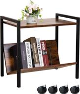 📚 leyaoyao small bookshelf: v-shaped 2 tier bookcase for small space, modern industrial low bookshelf for bedroom, living room, and home use (brown & black) логотип