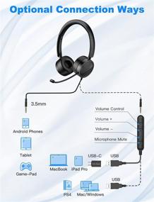 img 1 attached to USB Headset with Microphone for PC - Link Dream Noise Cancelling Wired Computer Headset with in-Line Audio Mute Controls - Office, Laptop, Zoom, Call Center, Phone, Meetings