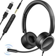 usb headset with microphone for pc - link dream noise cancelling wired computer headset with in-line audio mute controls - office, laptop, zoom, call center, phone, meetings logo