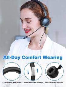 img 2 attached to USB Headset with Microphone for PC - Link Dream Noise Cancelling Wired Computer Headset with in-Line Audio Mute Controls - Office, Laptop, Zoom, Call Center, Phone, Meetings