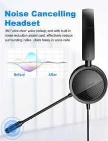 img 3 attached to USB Headset with Microphone for PC - Link Dream Noise Cancelling Wired Computer Headset with in-Line Audio Mute Controls - Office, Laptop, Zoom, Call Center, Phone, Meetings