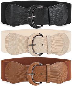 img 4 attached to 👗 WHIPPY Women's Accessories: Elastic Vintage Stretch Waistband Belts