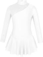 👗 inhzoy girls figure ice skating dress long sleeve cutout back roller skating ballet dance dress with tutu skirt логотип