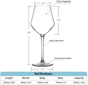 img 2 attached to Набор винных бокалов MICHLEY с ножкой из неразрушаемого стекла - 100% пластик Тритан, безопасный для посудомоечной машины, стекло емкостью 15 унций (комплект из 4 штук)