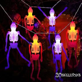 img 4 attached to JXLEDAYY Halloween Decoration Outdoor - Battery Operated 20Pcs Skeleton Lights with 2 Modes - 20 🎃 LED 10ft Orange and Purple Halloween String Light Indoor for Room, Home, and Outdoor Decorations - 1 Pack