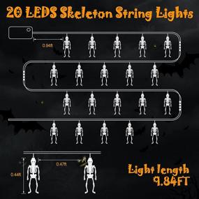 img 1 attached to JXLEDAYY Halloween Decoration Outdoor - Battery Operated 20Pcs Skeleton Lights with 2 Modes - 20 🎃 LED 10ft Orange and Purple Halloween String Light Indoor for Room, Home, and Outdoor Decorations - 1 Pack