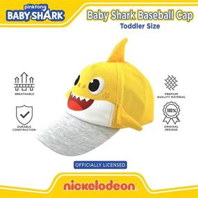 img 1 attached to 🦈 Little Toddler Baseball Hat for Boys Ages 2-4 - Nickelodeon Baby Shark Kids Cap with 3D Fin Sunhat Design