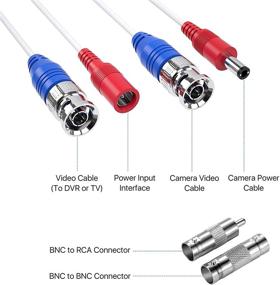 img 2 attached to 💻 ZOSI 2-Pack 100ft 2-in-1 Video Power Cable for Surveillance Camera Systems - BNC Extension Cables with 2X BNC Connectors and 2X RCA Adapters (White Color)