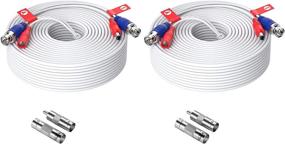 img 4 attached to 💻 ZOSI 2-Pack 100ft 2-in-1 Video Power Cable for Surveillance Camera Systems - BNC Extension Cables with 2X BNC Connectors and 2X RCA Adapters (White Color)