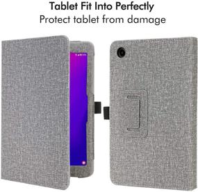img 1 attached to 📱 Grey PU Leather Stand Cover with Pen Holder for Metroby T-Mobile Alcatel Joy Tab 2 8-inch Tablet 2020, Caweet Protective Case (Model 9032Z)