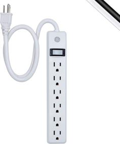 img 4 attached to GE 6-Outlet Power Strip with 2 Ft Extension Cord and Heavy Duty Plug: UL Listed, Grounded, Integrated Circuit Breaker, 3-Prong, Wall Mount - White