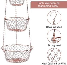 img 2 attached to 🍎 Hanging Fruit Basket, Malmo 3-Tier Wire Vegetable Kitchen Storage Hanger with Copper Coating