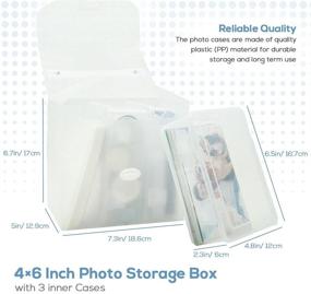 img 3 attached to GIIYAA Photo Storage Boxes Craft Organizer Set: Large Box with 3 Clear Plastic Cases, Ideal for Cards, Pens, and Small Crafts